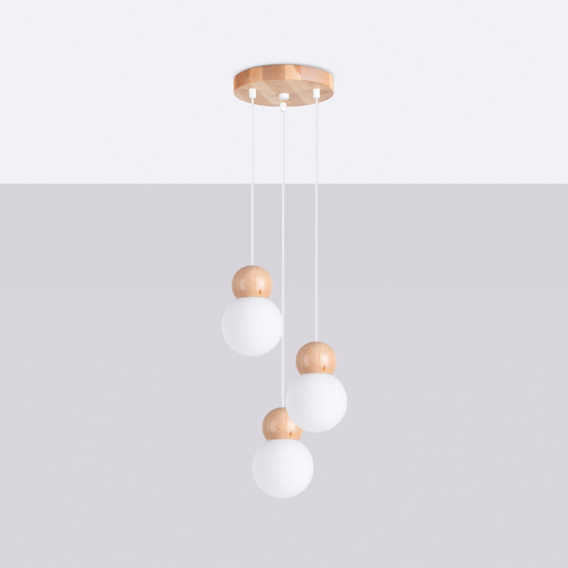 PEKKA 3P hanging light white/natural wood