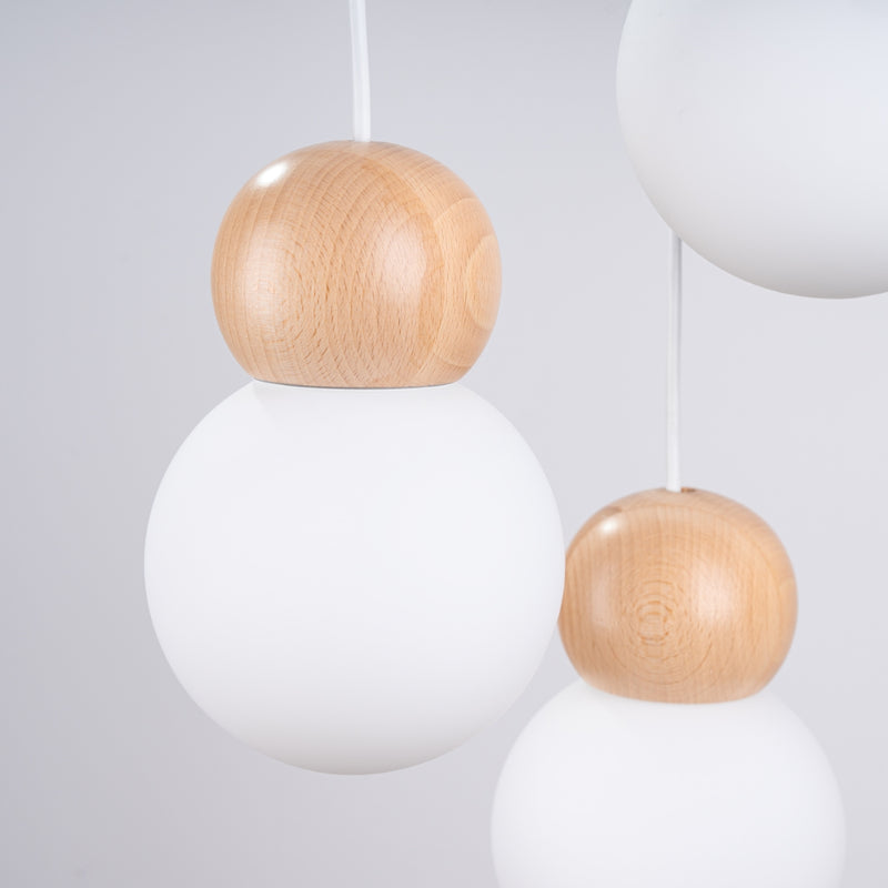 PEKKA 3P hanging light white/natural wood