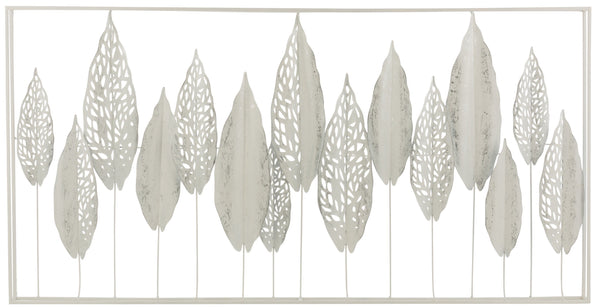 Stijlvolle wanddecoratie van wit metaal met gestileerde bladeren voor een harmonieuze, natuurlijke sfeer
