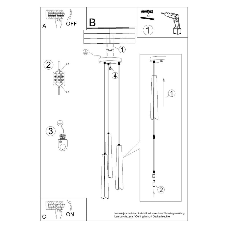 PRYSM 3P hanglamp zwart