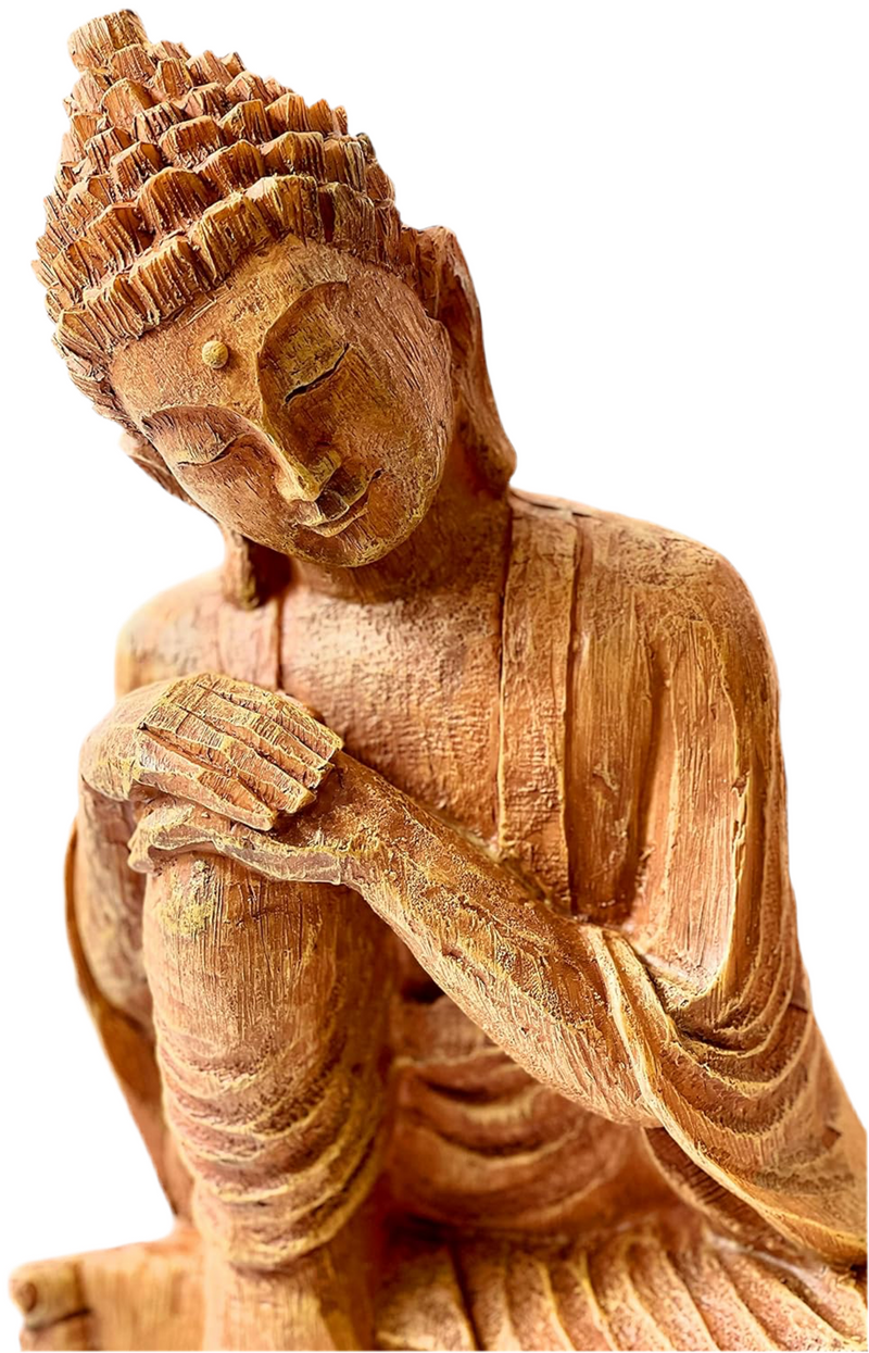 XXL Grösse Buddha Figur sitzend ca 37.5cm Holzoptik