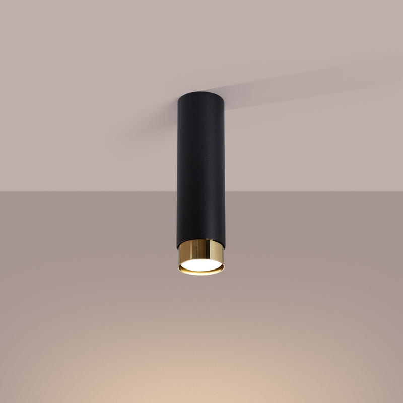 Plafond NERO 22,5 Schwarz Gold – Elegante Zylinder-Deckenlampe für stilvolle Räume