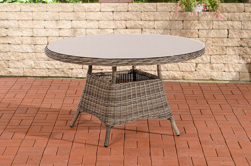 Polyrattan glass table Stavanger round