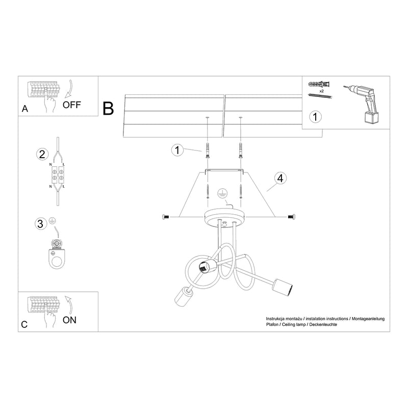 Kroonluchter LOOP 3 zwart