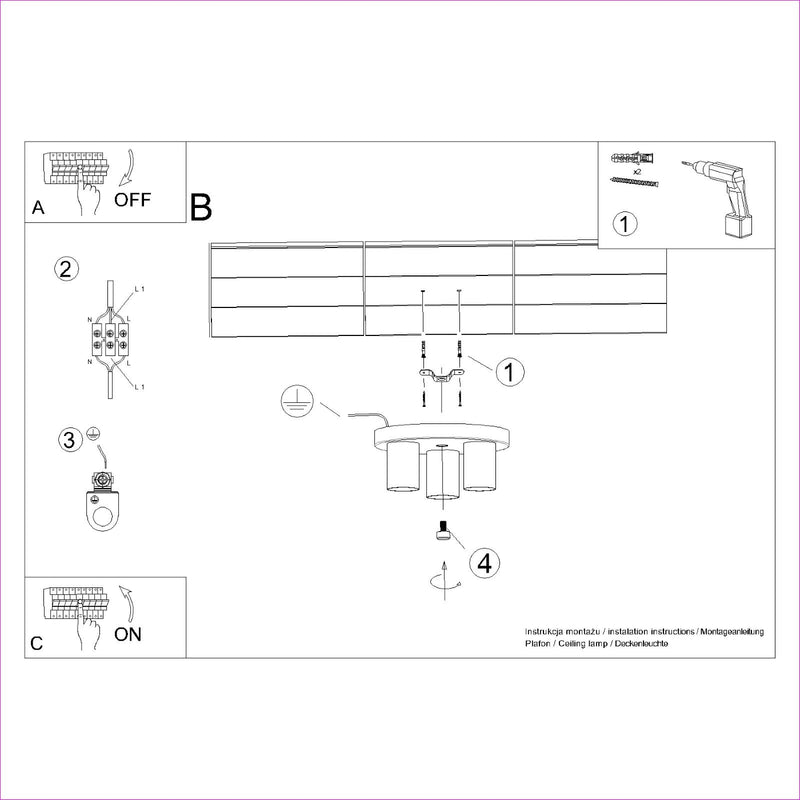 Plafond LAGOS 3P Weiß – Moderne Deckenlampe mit drei Lichtquellen