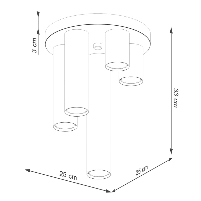 Plafond LAGOS 5P Schwarz – Elegante Deckenlampe für großzügige Beleuchtung