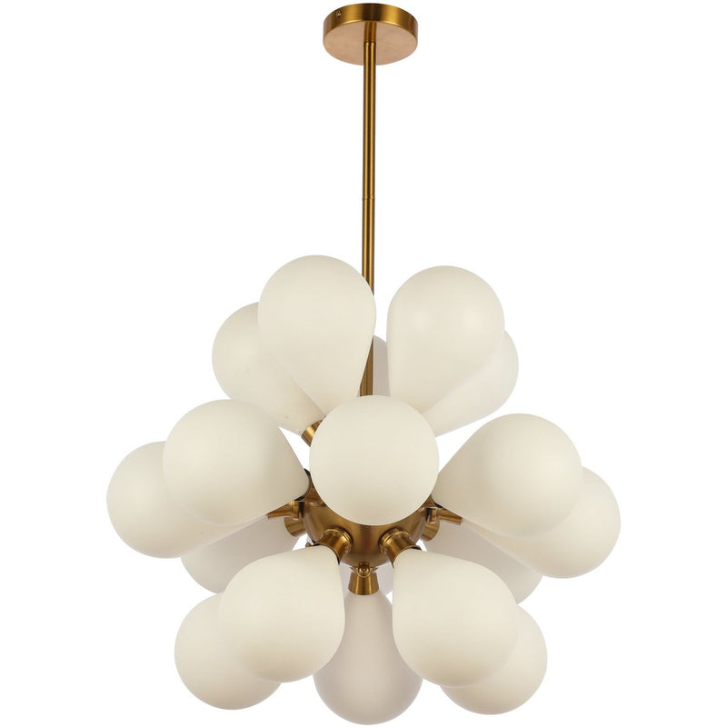 Hanging lamp Ellen Gold frosted white glass.