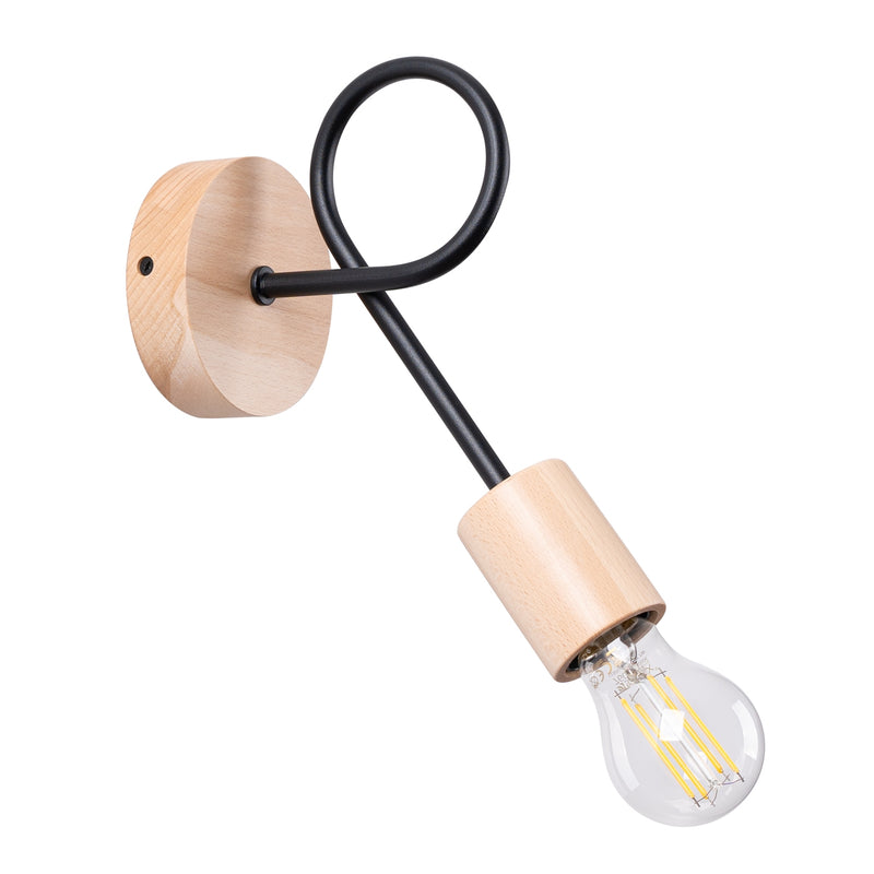 Wandlampe EMBER Schwarz – Elegante Wandleuchte mit Holzdetails