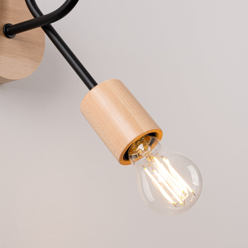 Wandlampe EMBER Schwarz – Elegante Wandleuchte mit Holzdetails