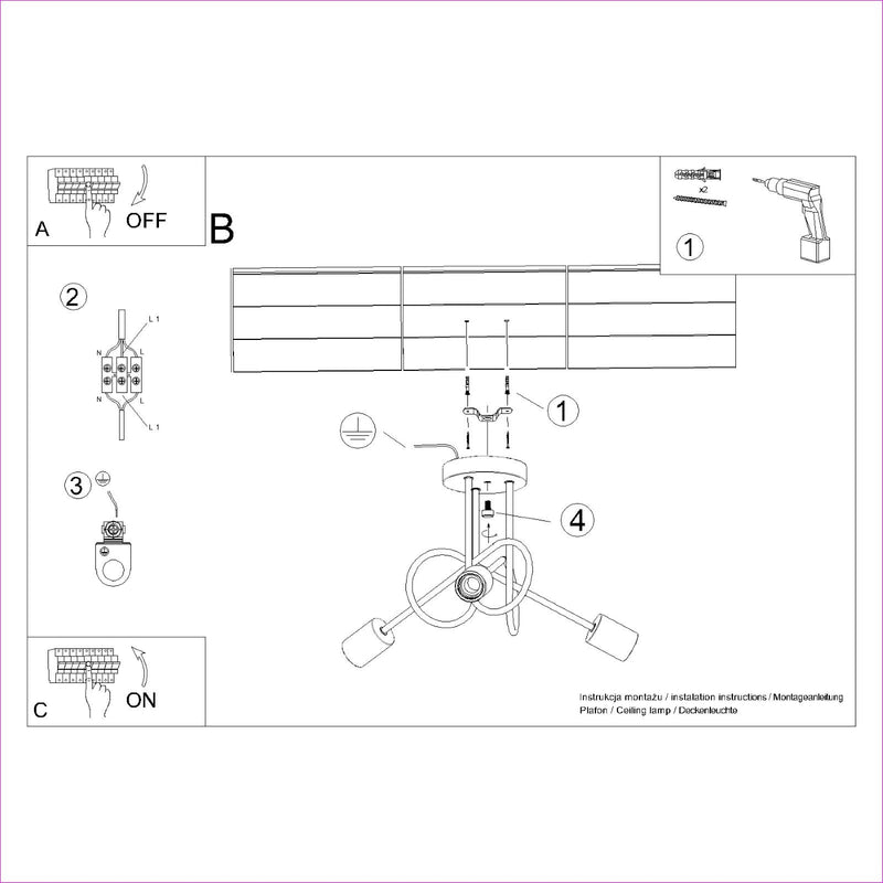 Kronleuchter EMBER 3 Schwarz – Stilvoller Deckenleuchter mit Holzdetails