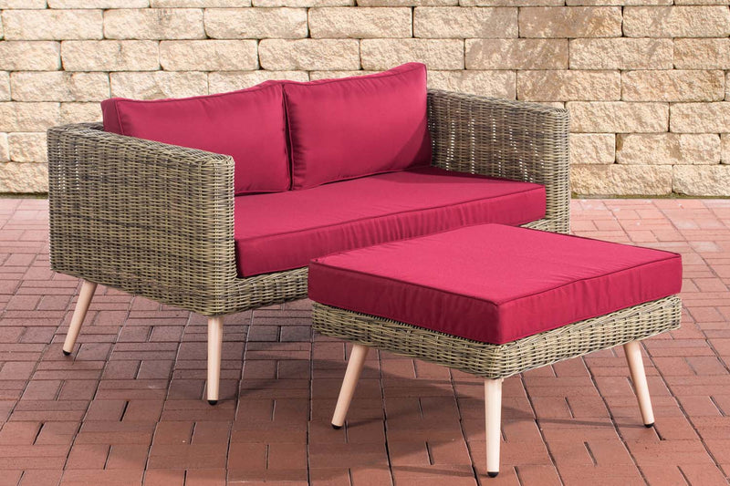 Polyrattan 2-seater sofa Molde with footstool 5mm Natura