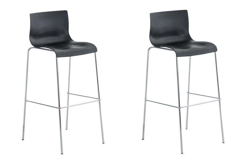 Set of 2 bar stools HOVER plastic 4-leg frame