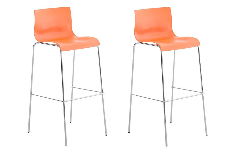 Set of 2 bar stools HOVER plastic 4-leg frame