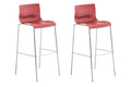 Set of 2 bar stools HOVER plastic 4-leg frame