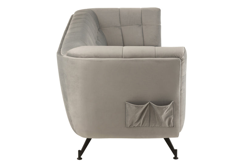 Stylish 3-person lounge seat with integrated side compartments in elegant light gray