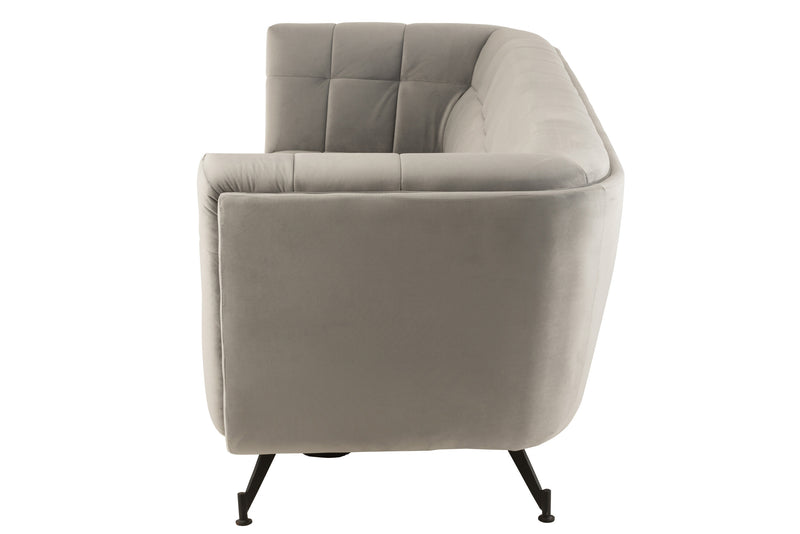 Stylish 3-person lounge seat with integrated side compartments in elegant light gray