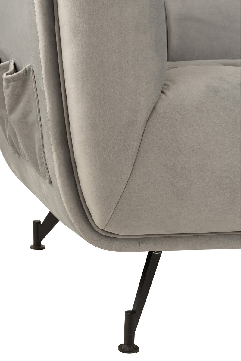 Stylish 3-person lounge seat with integrated side compartments in elegant light gray