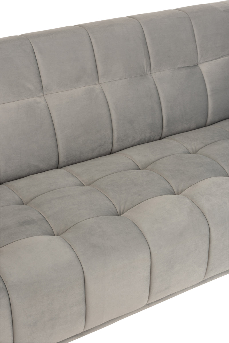 Stylish 3-person lounge seat with integrated side compartments in elegant light gray