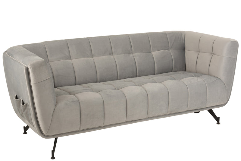 Stylish 3-person lounge seat with integrated side compartments in elegant light gray