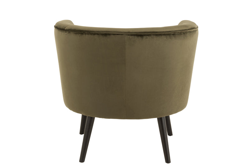 Elegante fauteuil 'Tank' in het groen Een samensmelting van textiel en hout voor het ultieme woongevoel