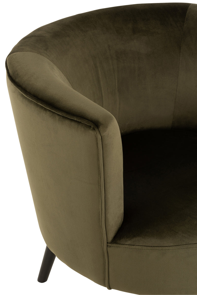 Elegant armchair 'Tank' in green A fusion of textile and wood for the ultimate living experience