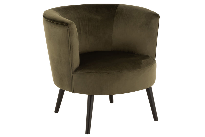Elegant armchair 'Tank' in green A fusion of textile and wood for the ultimate living experience