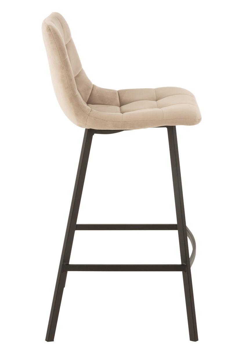 Set of 2 bar chairs Olivier – textile/metal beige