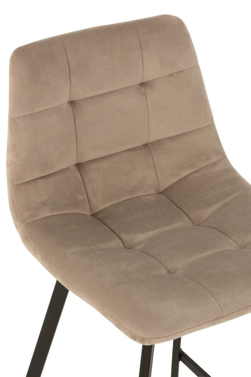 Set of 2 bar chairs Olivier – textile/metal beige