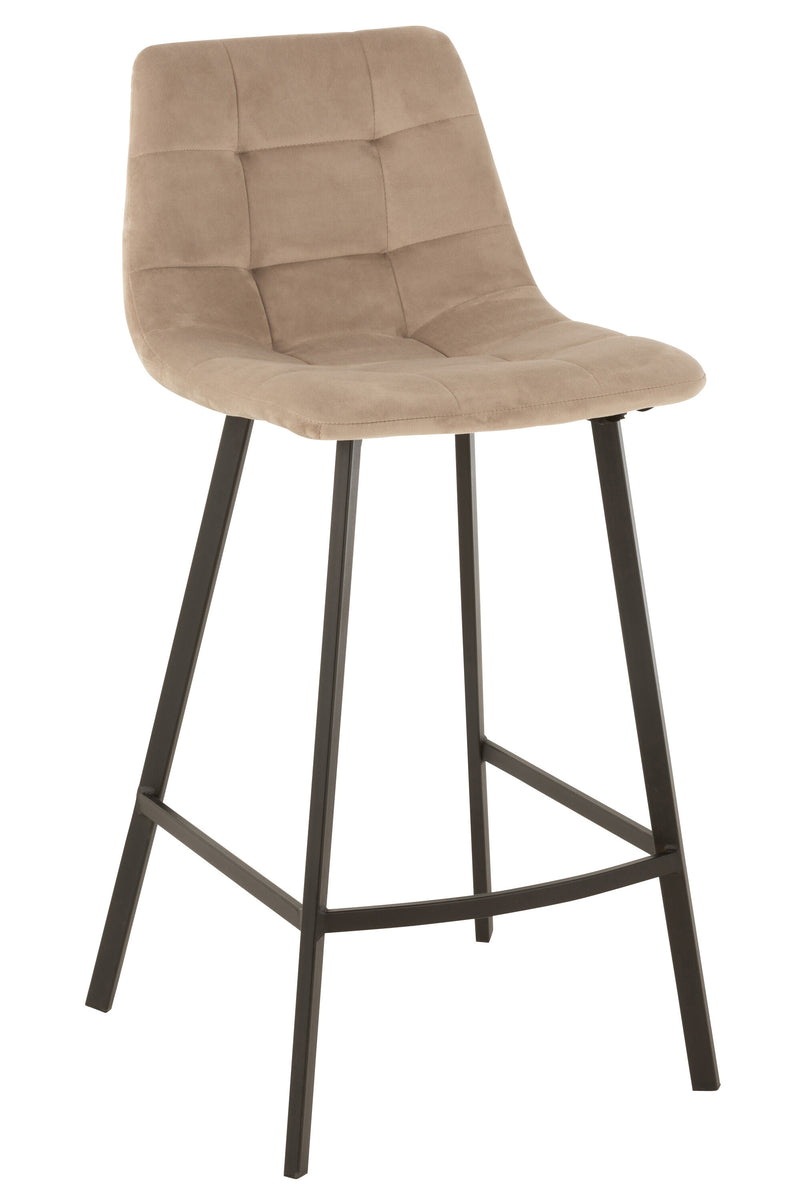 Set van 2 barstoelen Olivier – textiel/metaal beige