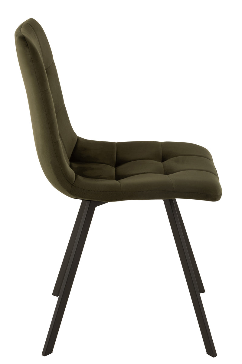 Stijlvolle set van 2 'Morgan' stoelen in donkergroene mix van textiel en metaal voor eigentijdse elegantie