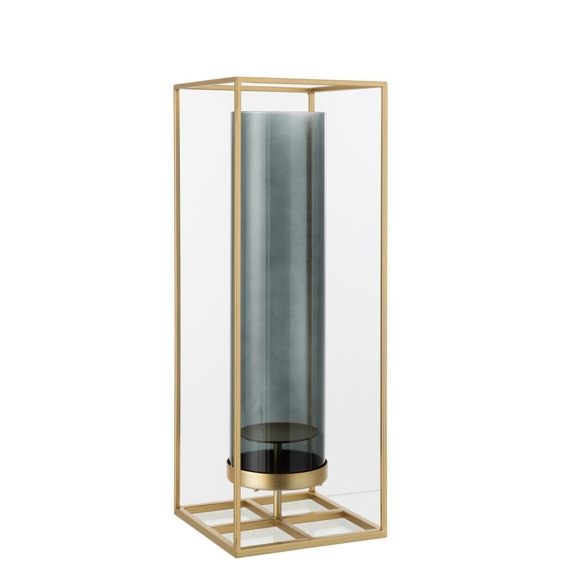 Elegante Rechteckige Laterne Hoch - Gold - Kerzenhalter aus Metall/Glas