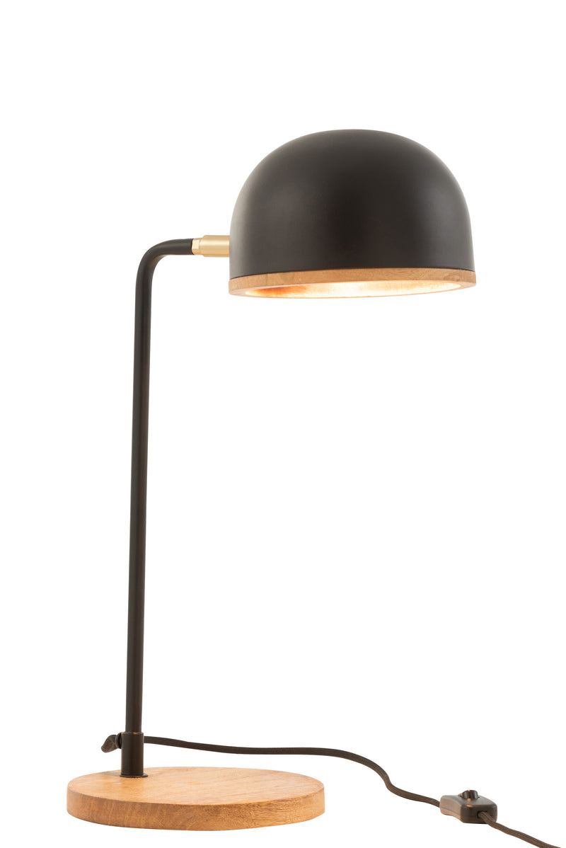Elegant set of 2 table lamps Evy - combination of metal &amp; wood in black / natural 