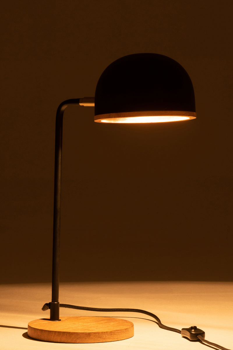 Elegante set van 2 Evy tafellampen - combinatie van metaal en hout in zwart/naturel 
