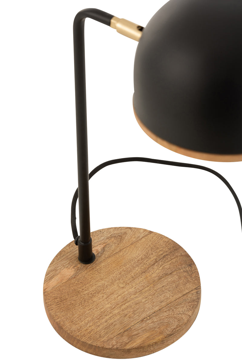 Elegante set van 2 Evy tafellampen - combinatie van metaal en hout in zwart/naturel 