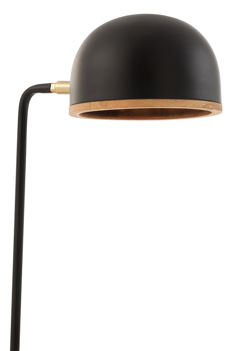 Elegant set of 2 table lamps Evy - combination of metal &amp; wood in black / natural 