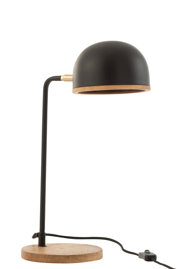 Table lamp “Evy” made of iron and wood in black/natural