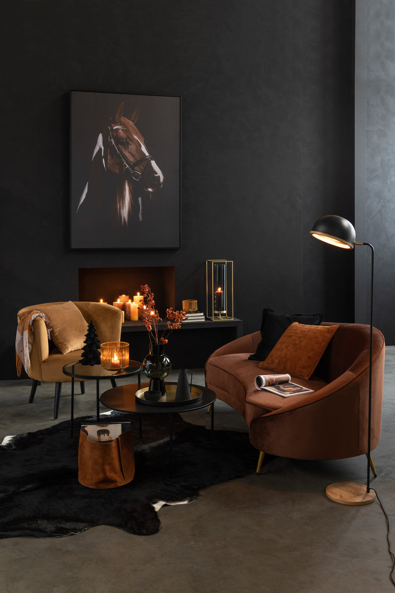 Exclusive floor lamp Evy - modern design in metal and wood black/natural 