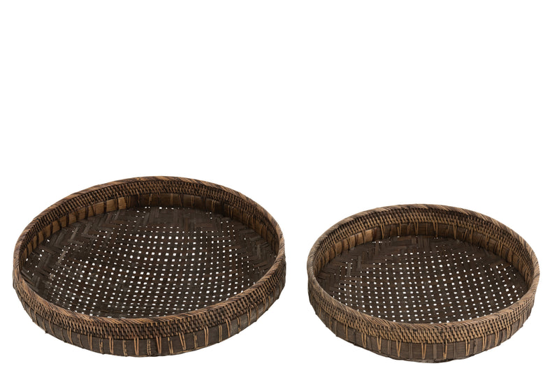 Exquisite set of 2 round black rattan bowls Perfect for stylish decoration and storage