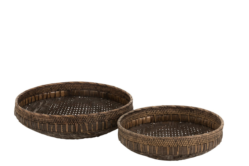 Exquisite set of 2 round black rattan bowls Perfect for stylish decoration and storage