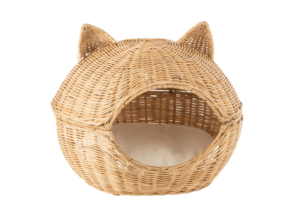 Cat basket with cushion Natural rattan - Comfortable sleeping place for your cat with a stylish design