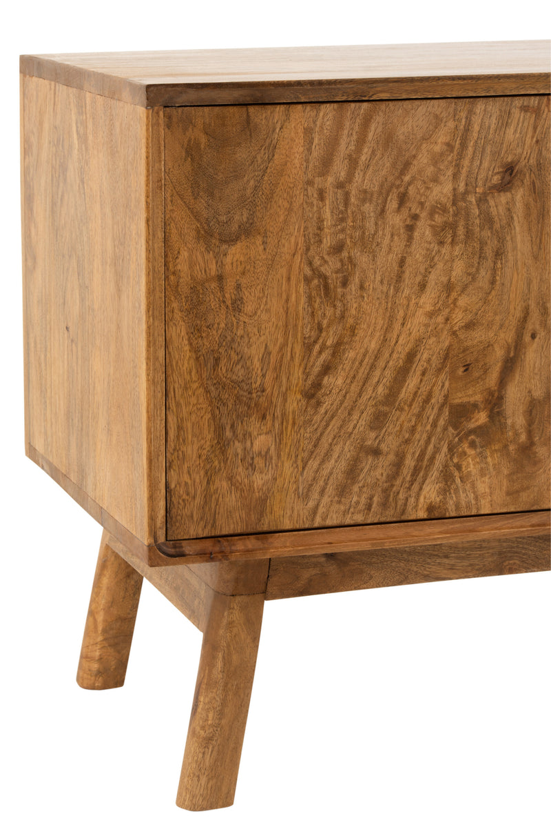 TV cabinet Lora - Natural elegance with 2 doors + 1 drawer made of mango tree wood in brown