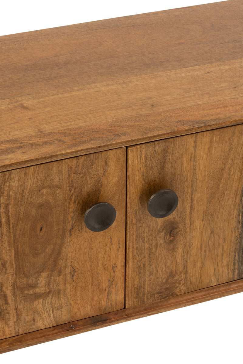 TV cabinet Lora - Natural elegance with 2 doors + 1 drawer made of mango tree wood in brown