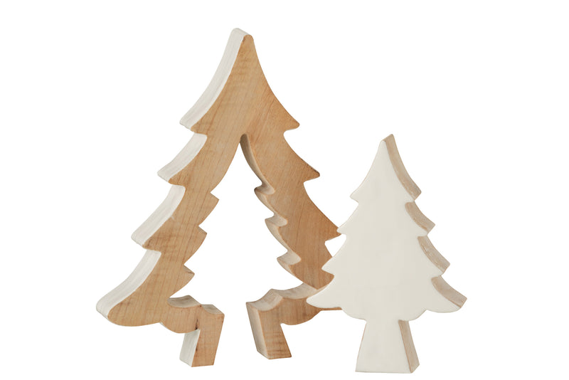 Set of 4 Christmas tree puzzle mango tree in bright white and soft white wash look - great holiday decoration