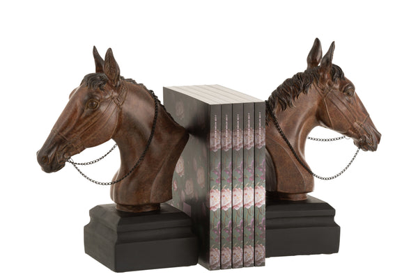 Noble bookends horse - polyresin brown - 2 pieces