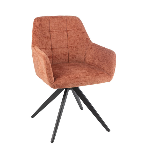 Louna upholstered chair in peach (Pêche) with metal frame, 85 cm