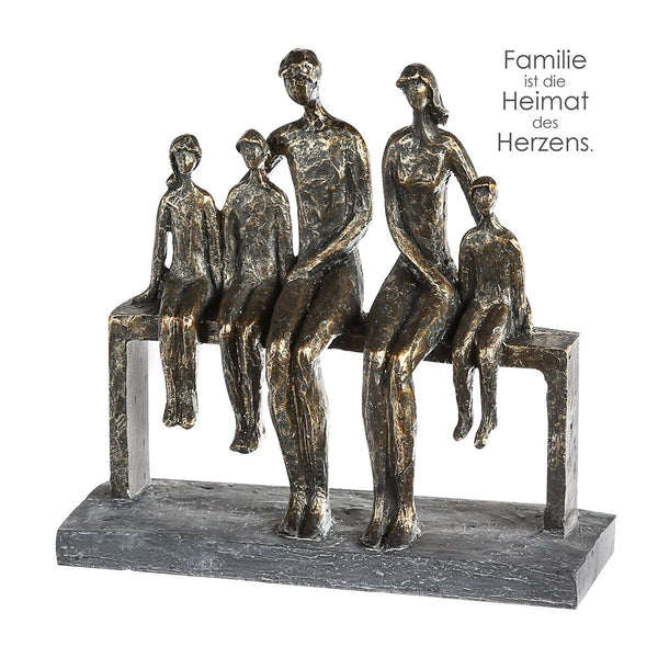 Dekofigur Skulptur Wir sind eine Familie bronzefarben Familie Dekoobjekt Höhe 26cm mit Spruchanhänger