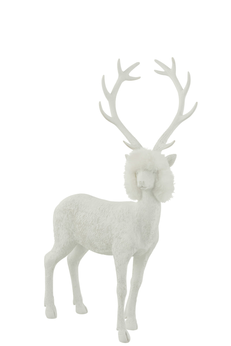 Set van 2 witte poly rendierherten - Elegante kerstdecoratie voor feestelijke glans