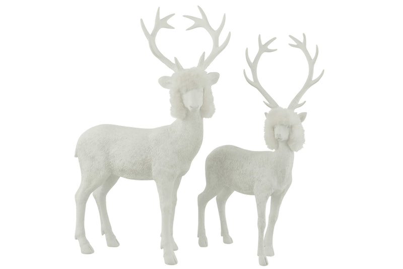 Set of 2 White Poly Reindeer Deer - Elegant Christmas decoration for festive shine