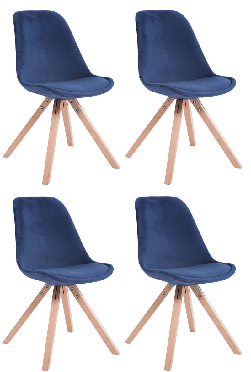 Set van 4 Toulouse fluwelen vierkante stoelen