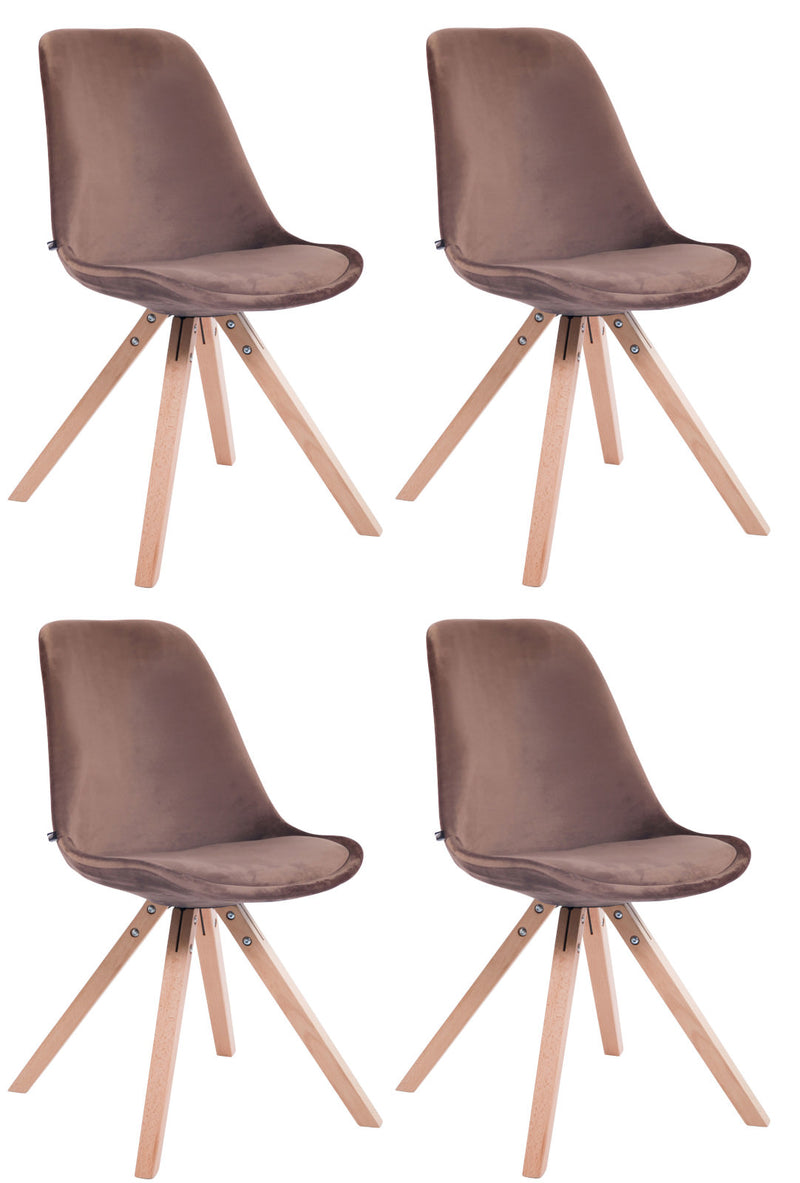 Set van 4 Toulouse fluwelen vierkante stoelen